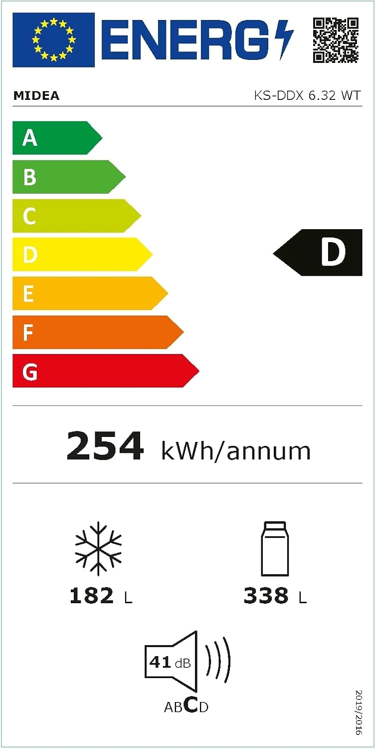 Midea KS-DDX 6.32 WT Frigorífico americano / 178,8 cm de altura / 254 kWh/año / No Frost / Compresor Dual Inverter / con dispensador de agua/hielo 3 en 1 y depósito de agua, Dark Inox