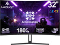 Monitor Gaming Curvo Amzfast de 32 Pulgadas, QHD, 180Hz, 1MS MPRT, 1500R, AI Cross Hair, Adaptive Sync, Antiluz Azul, HDR, HDMI 2.0/DP 1.4, VESA 100 * 100, AMZG32C1Q