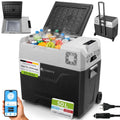 Nevera de compresor Juskys de 50 litros 12/24/230 V para coche, camión, autocaravana y camping, con función de frío y calor y toma de corriente, gris