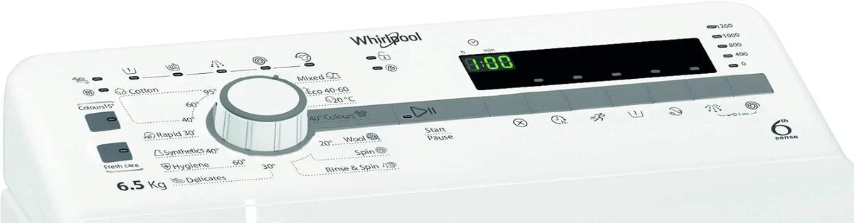 Whirlpool - Lavadora de carga superior 6,5 kg TDLR 65230SS EU/N blanco, 1200 rpm, tecnología 6th sense y freshcare, motor universal, eficiencia NEL D