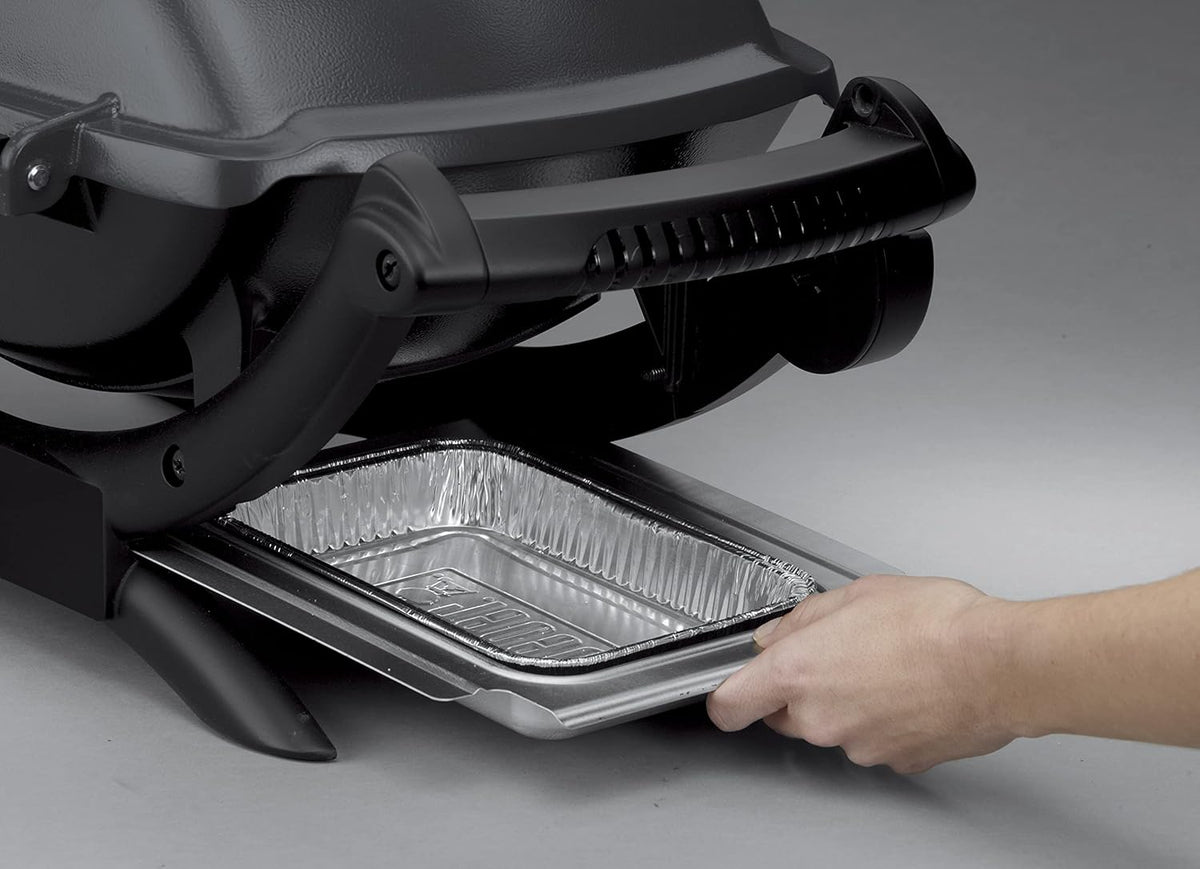 Barbacoa eléctrica Weber Q1400, superficie de cocción de 43 x 32 cm, barbacoa portátil, rejilla de cocción de hierro fundido vitrificado dividida en 2, tapa y cuerpo de aluminio fundido - Gris oscuro (52020079)
