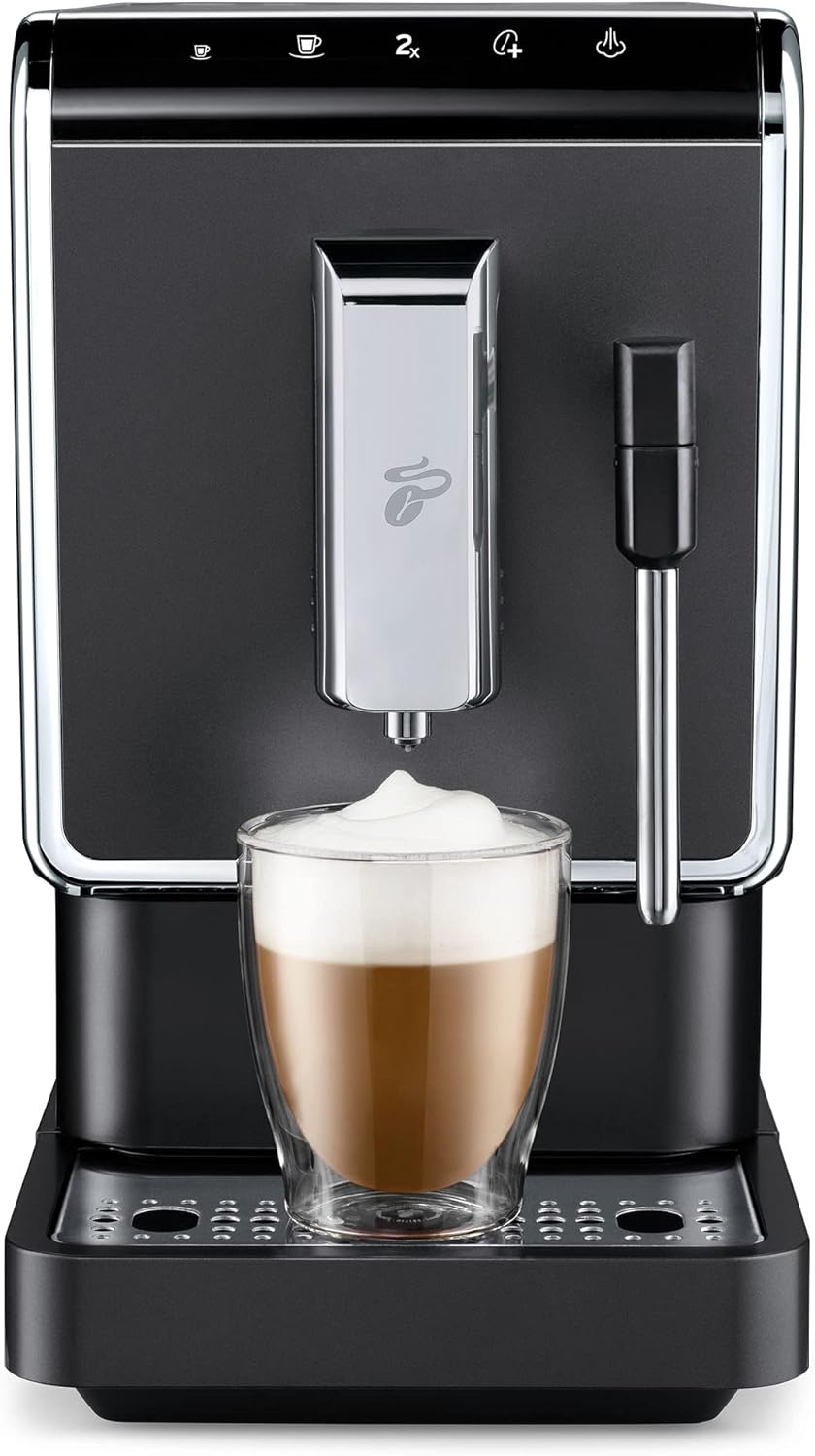 Cafetera automática Tchibo Esperto Latte con función de espumado de leche para Caffè Crema, Espresso y especialidades de café, antracita