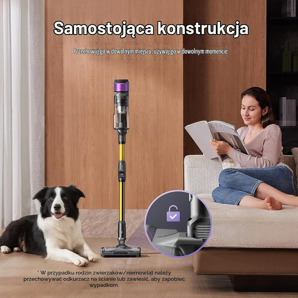 Ultenic Odkurzacz Akumulatorowy 55000Pa/55Min, Funkcja Samostojąca, Szczotka Zapobiegająca Plątaniu Się Podłóg, Odkurzacz Akumulatorowy z Wyświetlaczem LED, Green Eye™, Do Twardych Podłóg, Dywanów