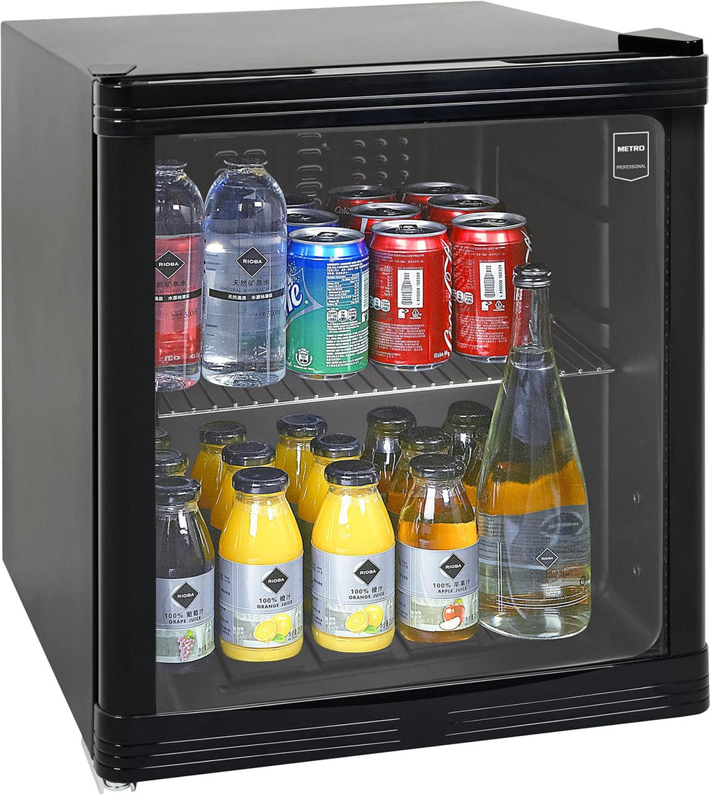 Mini-nevera METRO Professional GPC1046, acero inoxidable/vidrio, 43 x 48 x 51,5 cm, 46 L, negro
