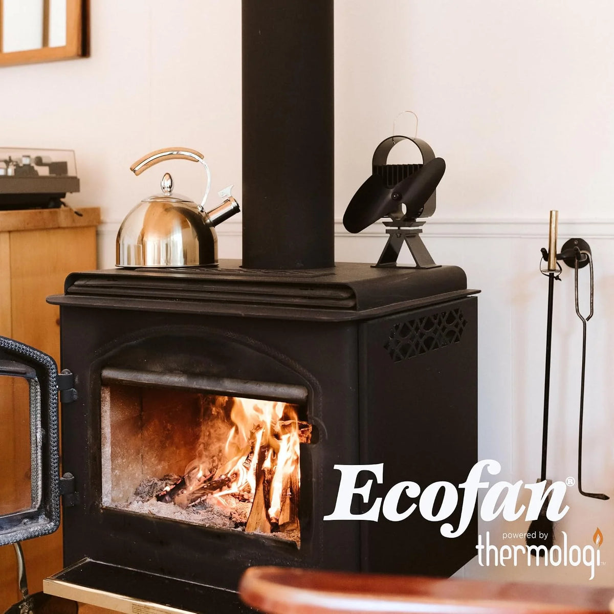 Ecofan Wentylator grzewczy AirDeco II – wydajny, nowoczesny design, technologia niskiej temperatury początkowej, idealny do pieców na drewno, gaz, pellet i steatyt - efektywnie cyrkuluje ciepłe