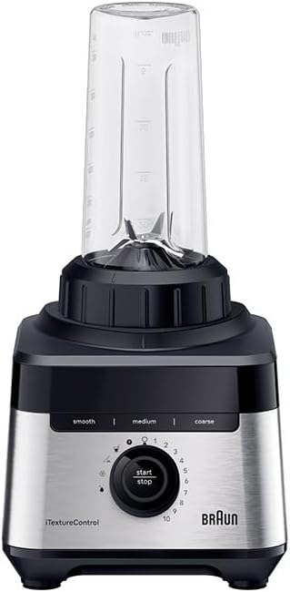 Braun Blender PowerBlend 7 JB7551BK szklany dzbanek 1,7 l, 10 prędkości + puls, automatyczne programy jedzenia, ostrze PrecisionCrush, program do czyszczenia, popychacz i butelka 600 ml, 1400 W