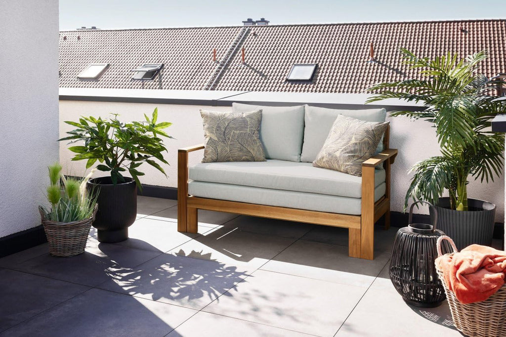 Cama tipo lounge Primaster Capri incl. colchón, cama de sol 141x130x35cm, tumbona de sol