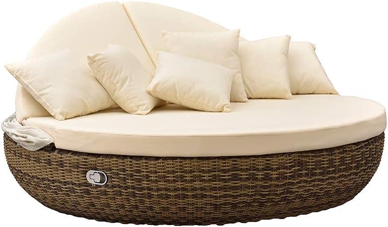 Isla de descanso Strandkorbwerk Pacific Cubu Cream Grey - Mecanismo giratorio de 360° - Salón de jardín - Muebles de jardín - Tumbona - Isla solar
