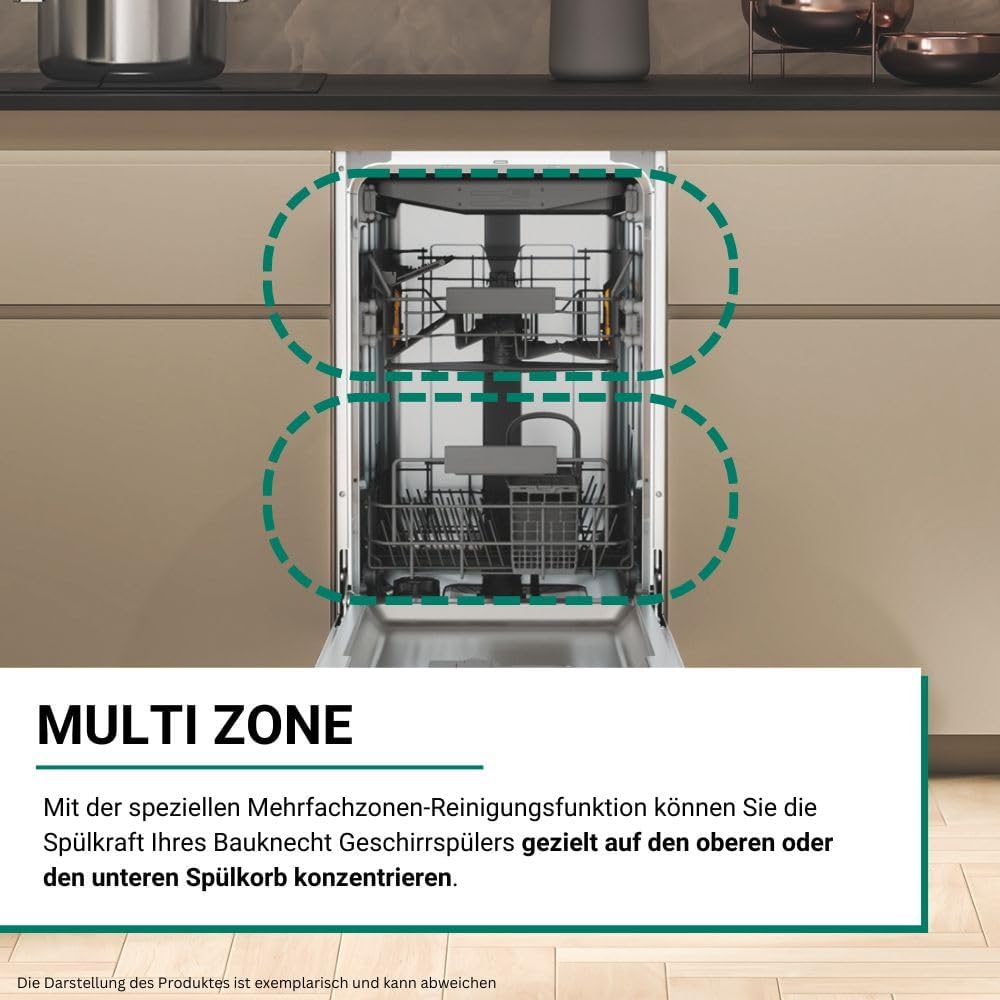 Bauknecht BK6FC11BS7A0X Lavavajillas totalmente integrable (45 cm)/ ActiveDry/Programa con sensor/PowerClean/Bandeja para cubiertos/Programa de higiene/Protección total contra el agua/Multizona/Inicio diferido