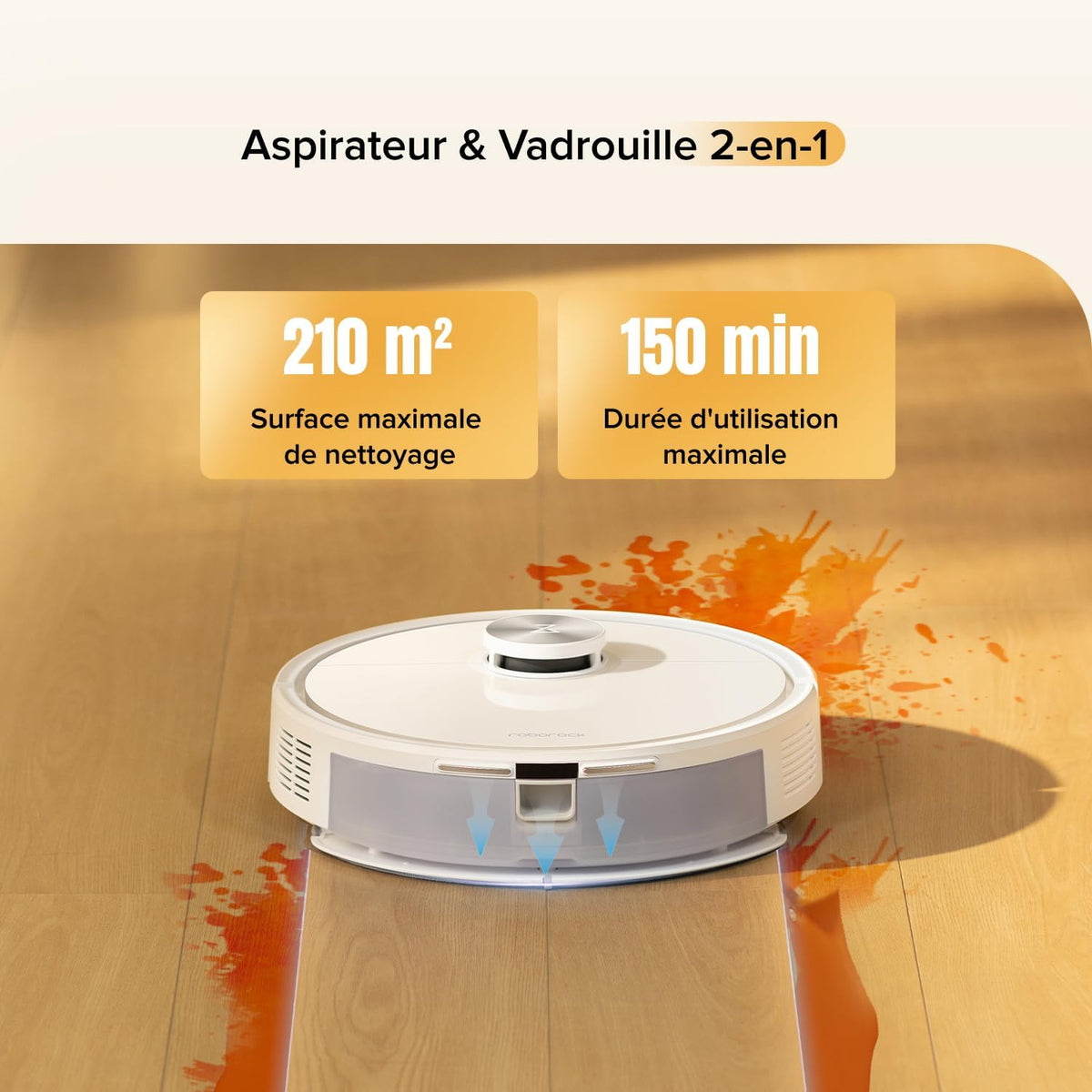 Roborock Q7 M5 Robot Aspirador y Fregasuelos 10.000 Pa, Doble Diseño Antienredos, Mayor Duración de Limpieza, Navegación Inteligente con LiDAR Preciso, APP, Blanco