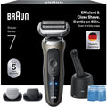 Afeitadora eléctrica Braun Series 7 para hombre, afeitadora eléctrica, 60 min de batería, centro SmartCare 4 en 1, +2 accesorios, afeitadora inalámbrica en seco y húmedo para hombre, resistente al agua, fabricada en Alemania, 72-C7650cc, dorado