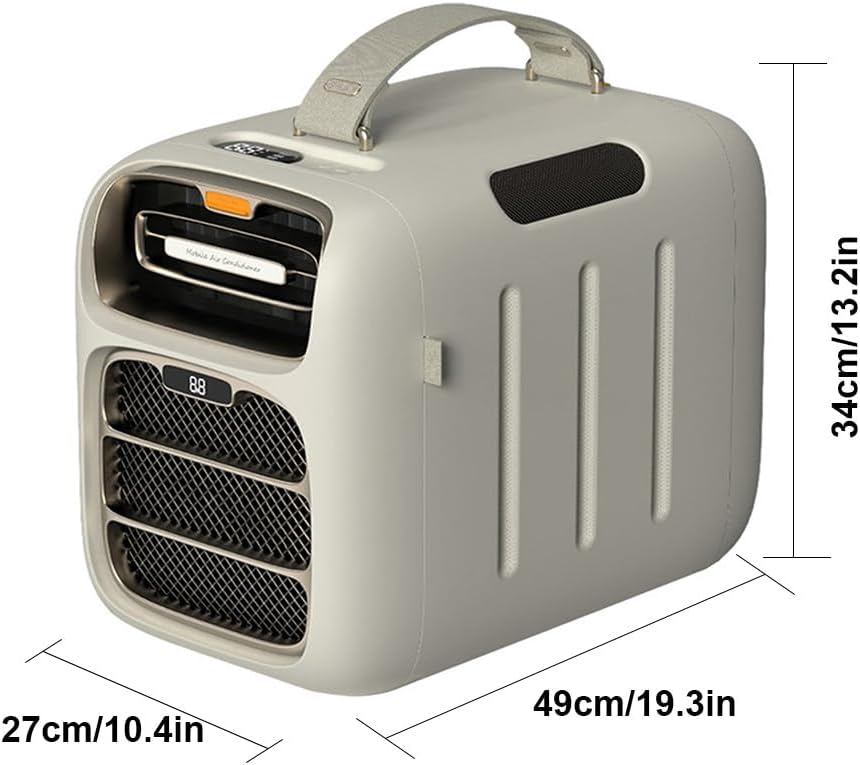 Aire acondicionado portátil con calefacción, enfriamiento rápido, 3 velocidades de ventilador, bajo consumo de energía para camping, autocaravanas y uso en tiendas de campaña