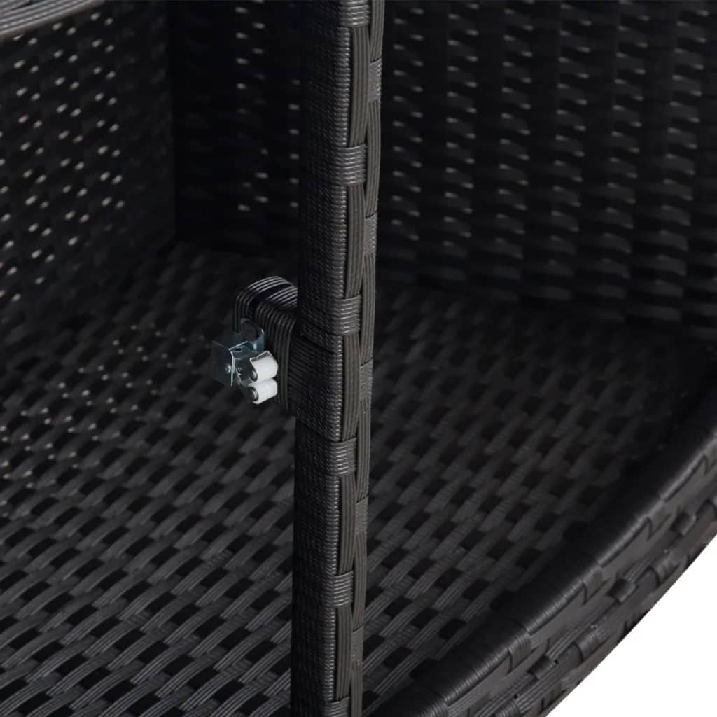Borde KOIECETA con almacenamiento para jacuzzi spa piscina, borde de piscina de poliratán negro, madera dura, redondo, acero con recubrimiento en polvo (V31009)