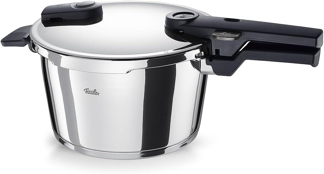 Olla a presión Fissler Vitaquick (4,5 L, Ø 22 cm) de acero inoxidable, 2 niveles de cocción, fabricada en Alemania - inducción