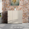 Zapatero Forte Alice Springs 100 110, armario de recibidor con 3 puertas y 8 estantes, madera reconstituida, color beige cachemira, 109,2 cm de ancho x 99,1 cm de alto x 34,9 cm de profundidad