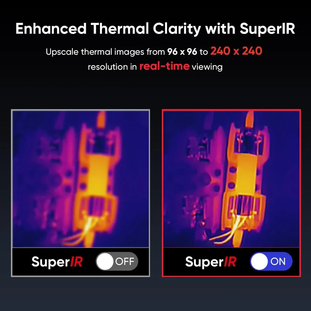 Cámara térmica compacta HIKMICRO E01 con resolución IR SuperIR de 240x240, 20 Hz, de mano, con puntero láser, de -20 °C a 400 °C