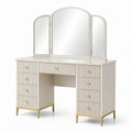 Tocador con estructura de madera y metal, beige