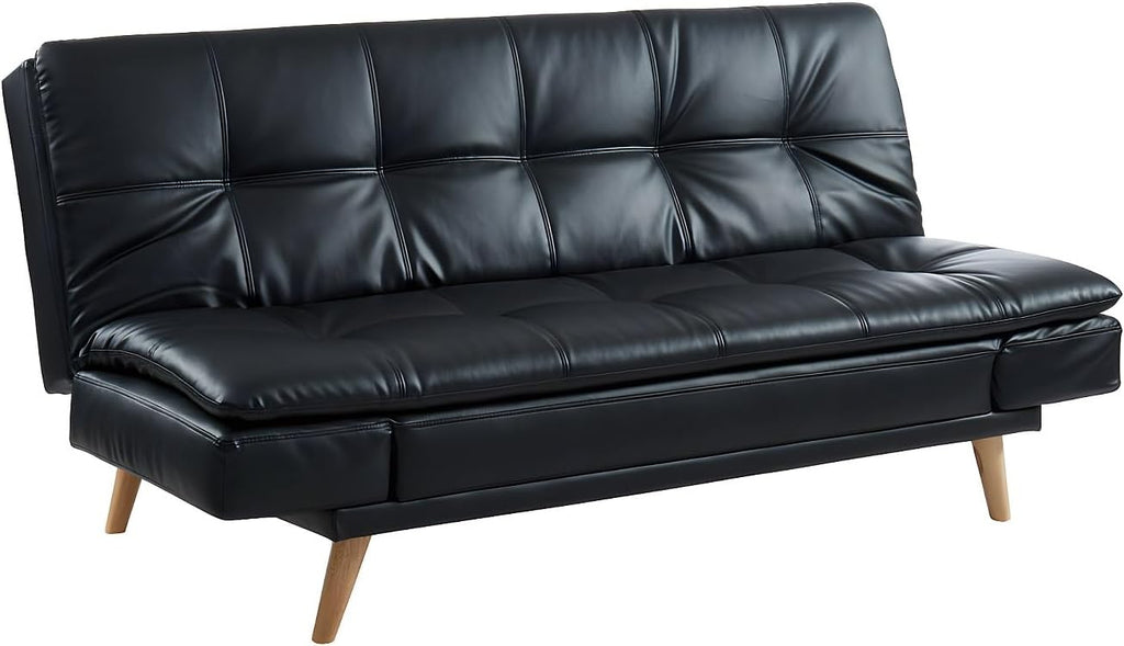 Sofá cama extensible de 3 plazas Zarina de Vente-unique, piel sintética, negro
