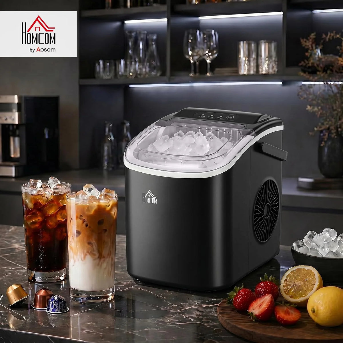 HOMCOM Kostkarka do Lodu 12kg/24h 9 Kostek w 6-12 Minut z Uchwytem
