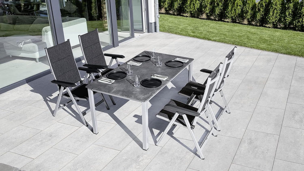 Silla plegable acolchada KETTLER BasicPlus, plata/antracita, aluminio/textilene, 0301201-9000, respaldo ajustable