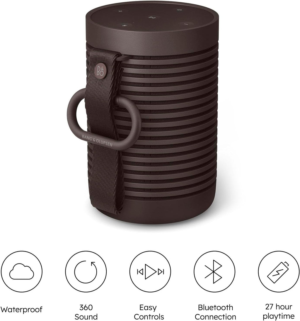 Bang & Olufsen Beosound Explore – Altavoz Bluetooth inalámbrico portátil para exteriores, hogar y viajes, 27 horas de autonomía, resistente al agua, sonido 360° + cable de carga USB-C – Negro antracita