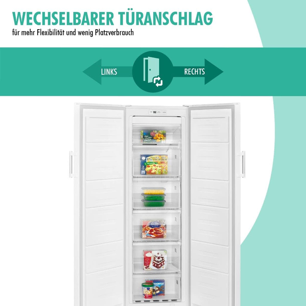 Congelador Bomann® NoFrost, congelador independiente, 194 litros de capacidad neta | No Frost: nunca más tendrá que descongelar, función de congelación rápida y sistema MultiAirflow | Bisagra de puerta reversible | GS 7326.1