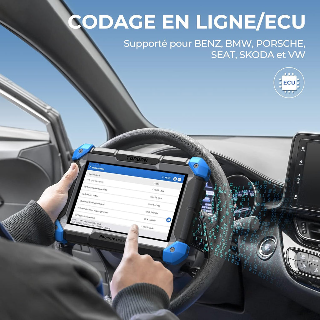 TOPDON Phoenix Lite 2 Escáner de Diagnóstico Automotriz Multimarca, Herramienta de Diagnóstico para Todos los Sistemas, Codificación de ECU, más de 34 Funciones de Mantenimiento, Control Bidireccional, Funciones Guiadas V.A.G.