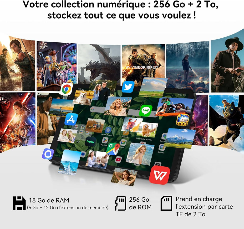 Tableta Blackview ZENO 1 de 8 pulgadas, Android 15, 90Hz, 800x1280 - Ultraligera y compacta para juegos, chip IA de 8 núcleos T615, 18GB RAM + 256GB ROM (2TB TF) / 4G LTE + WiFi 5G / Reconocimiento facial / 6000mAh / 8MP + 8MP / Widevine L1 / BT5.2 / GMS