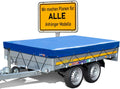 Eduard Lona para remolque de calidad superior - 506 x 220 cm - Dimensiones interiores - Lona azul lacada brillante - Lona plana para remolque de coche - Lona de PVC impermeable con accesorios