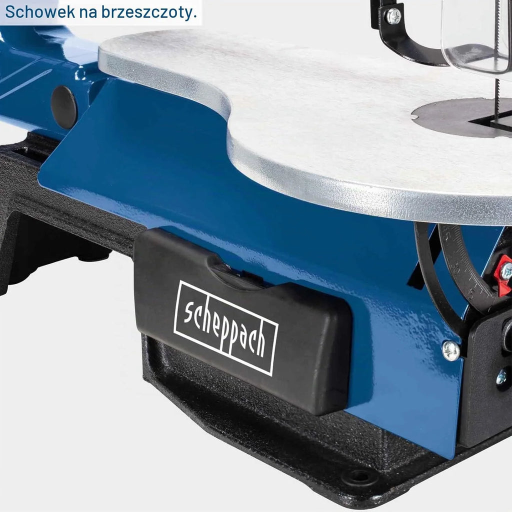 Scheppach Wyrzynarka SD1600 V, piła modelowa z wydajnym silnikiem 120 W, wysokość przejścia 50 mm i elastyczną dyszą dmuchawy