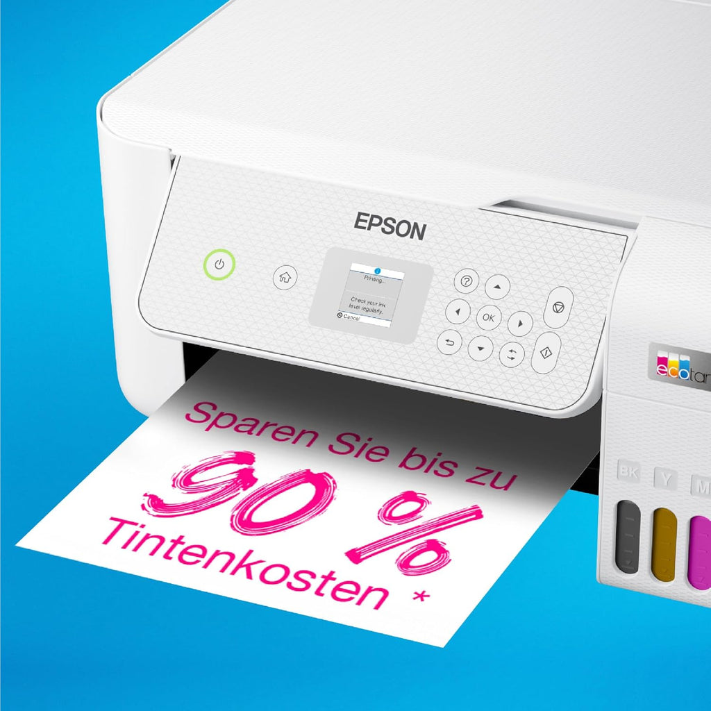 Impresora multifunción de inyección de tinta Wi-Fi Epson EcoTank ET-2826 A4, con un suministro de tinta incluido de hasta 3 años