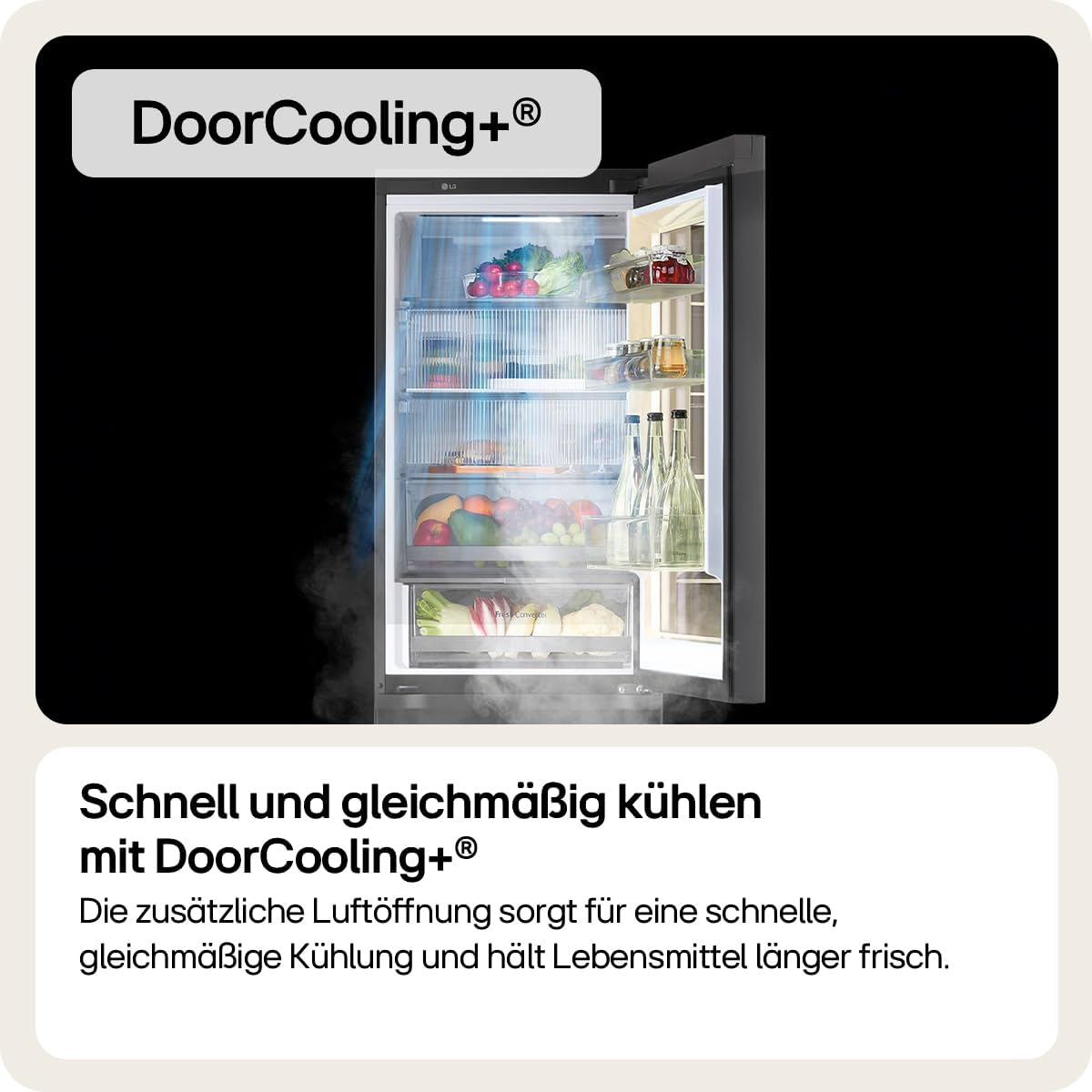 LG GBG7190CEV, Clase C, 349 L, frigorífico combinado con Instaview y LED, pantalla LCD táctil, cambio de color ajustable, Total NoFrost, DoorCooling+, 59.5 x 67.6 x 186 cm ꟷ Essence Black Steel