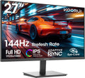 Monitor gaming KOORUI E2711K de 27 pulgadas, FHD 1920 x 1080 144Hz, IPS, Adaptive Sync, HDMI 1.4, cuidado ocular, inclinable de -5° a 15°, VESA 100 x 100mm