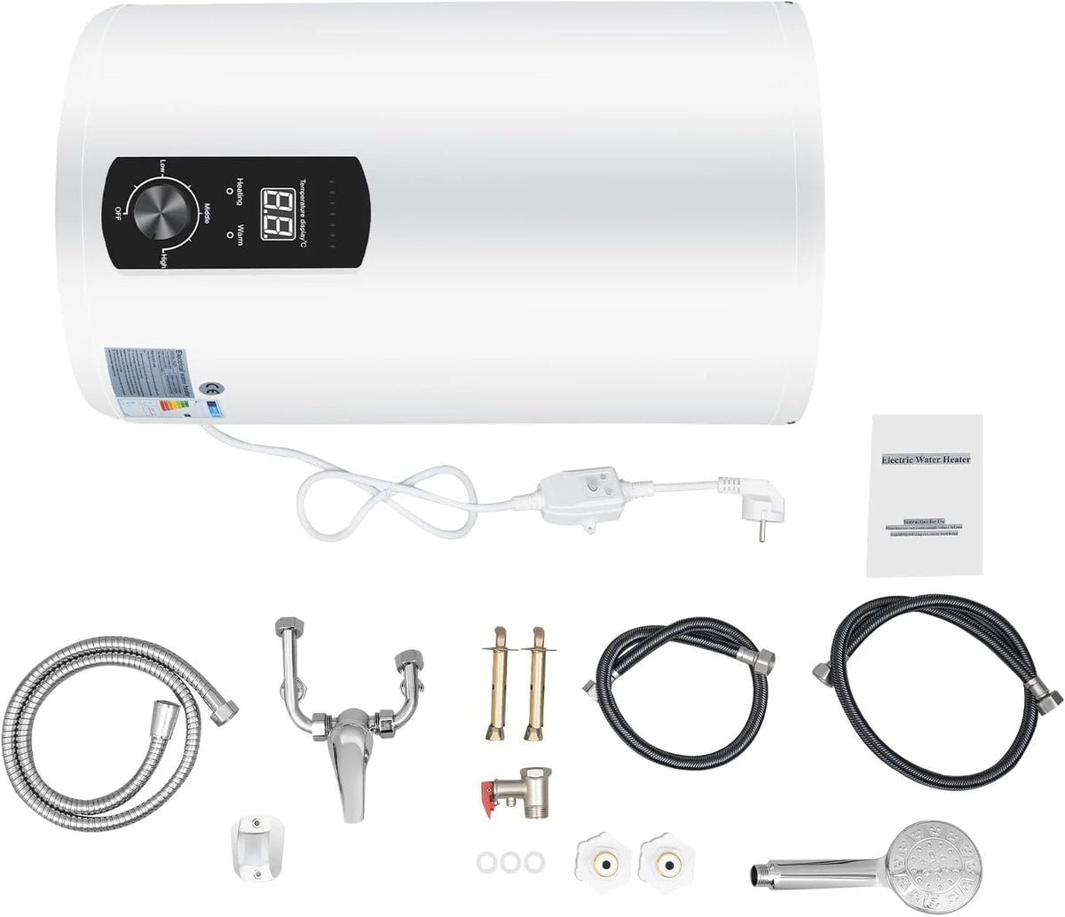 Elektryczny zbiornik ciepłej wody 2 kW, wiszący elektryczny zbiornik ciepłej wody, bojler, podgrzewacz wody, bojler do prysznica (50 l)