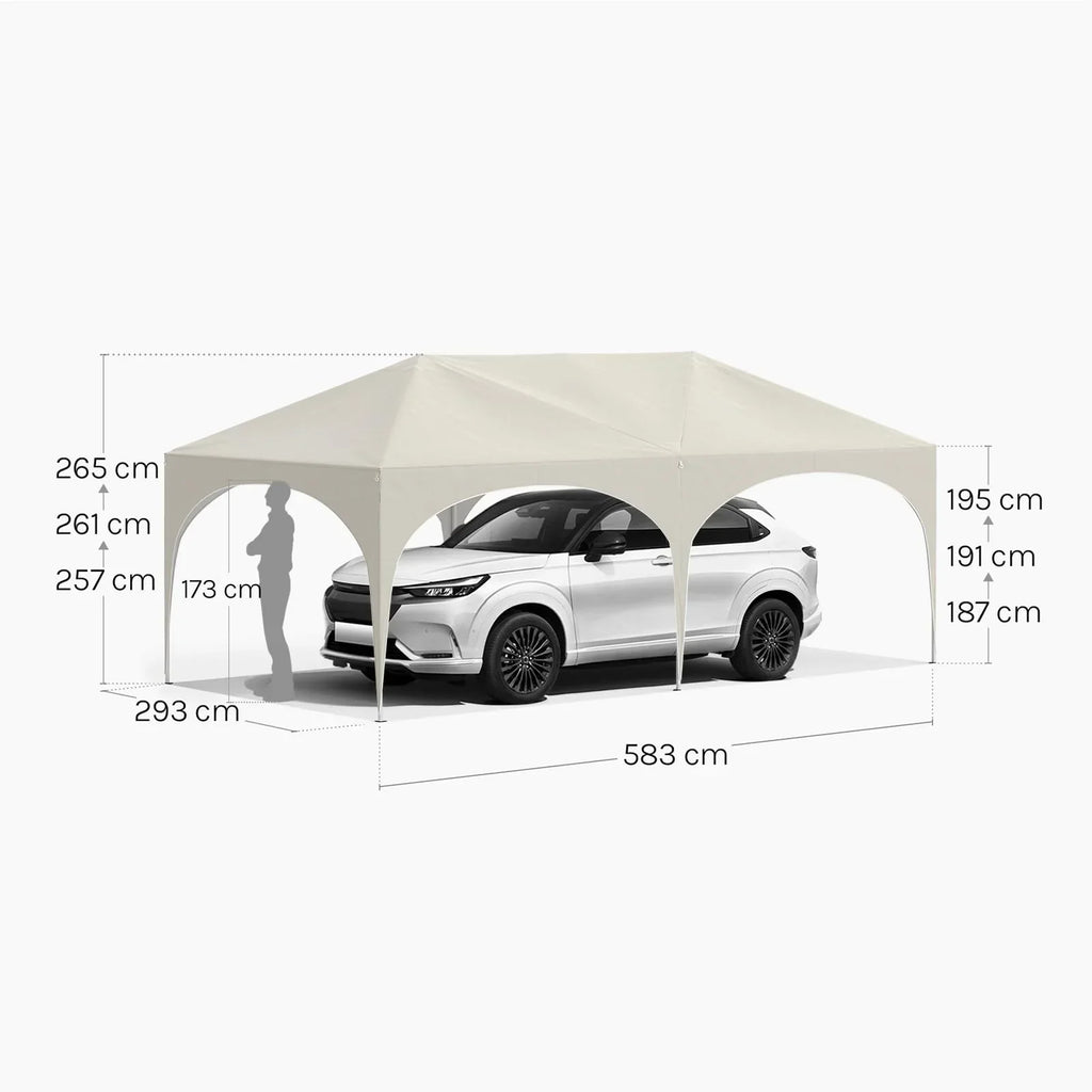 WOLTU Cenador plegable 3x6m Pop up con 6 paredes laterales, carpa de fiesta, beige, UPF 50+, impermeable, altura ajustable, resistente al viento