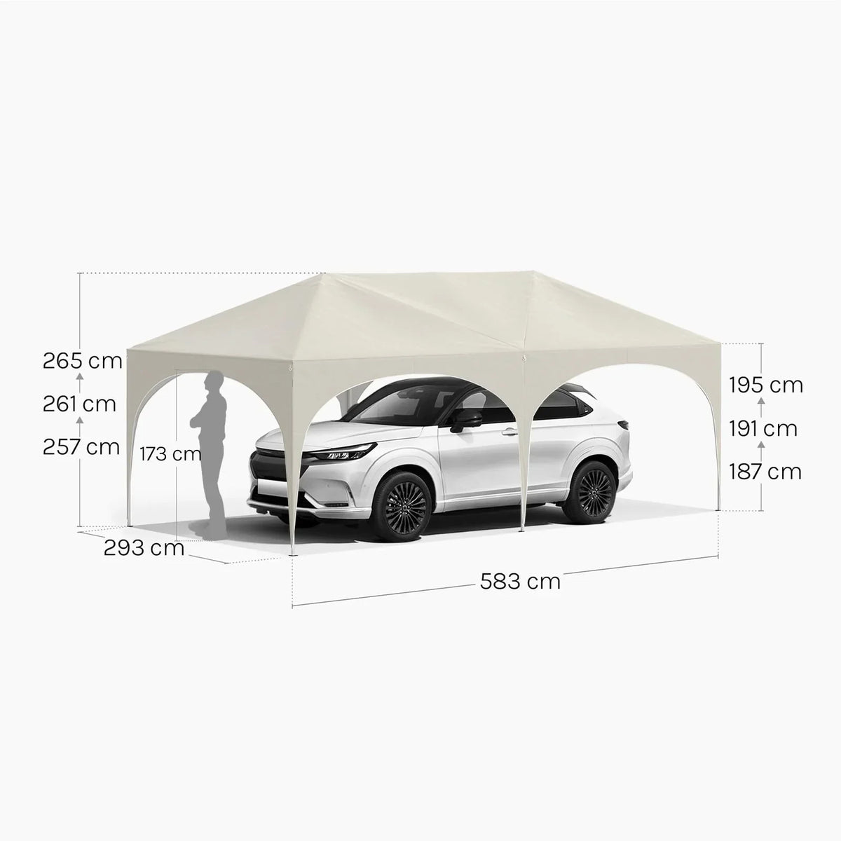 WOLTU Cenador plegable 3x6m Pop up con 6 paredes laterales, carpa de fiesta, beige, UPF 50+, impermeable, altura ajustable, resistente al viento
