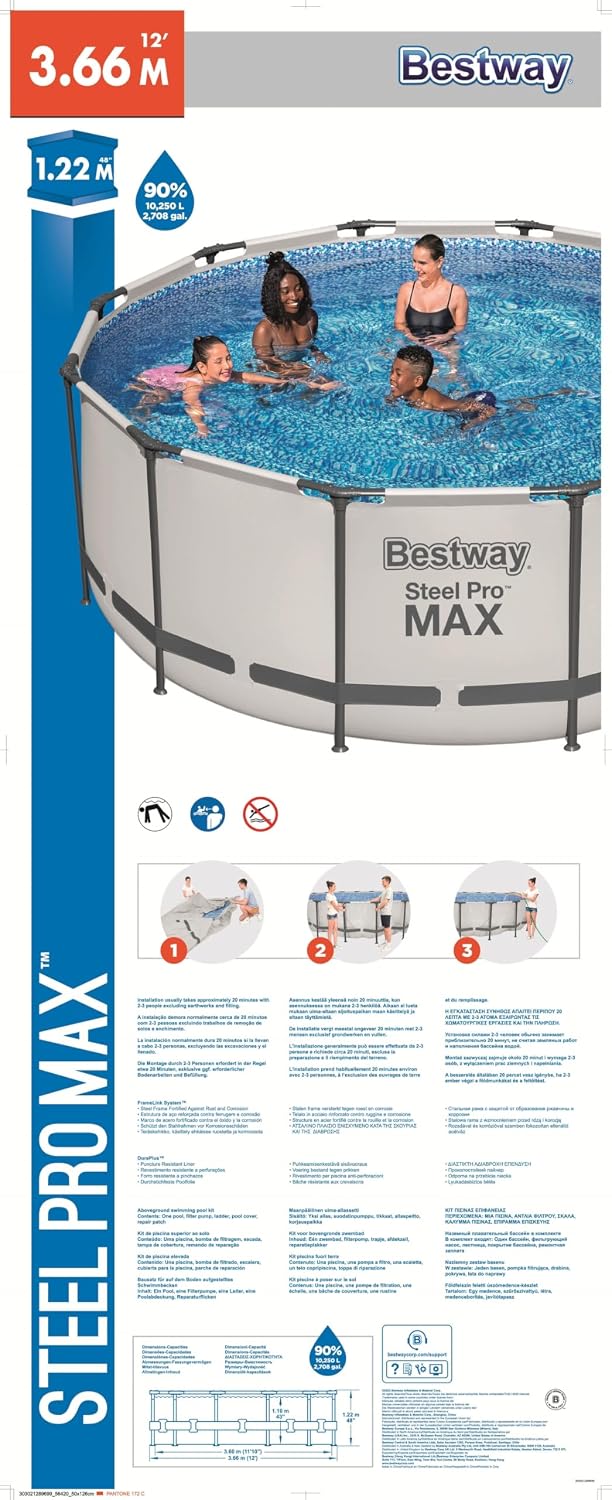 Set de piscina Bestway Steel Pro Max 3,66 x 1,22 m