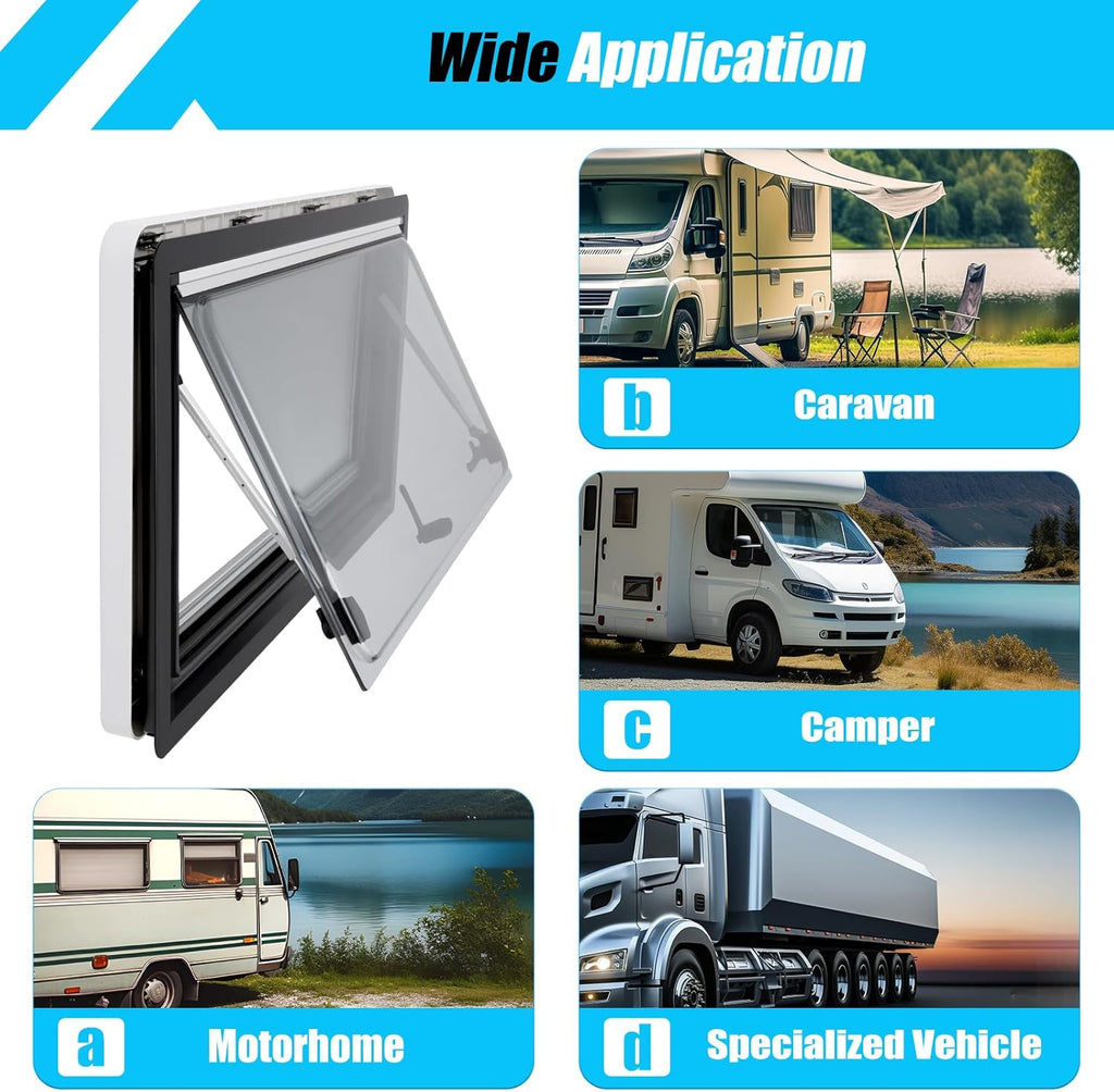 LENDISIY Ventana lateral para autocaravana Ventana abatible 90x50cm Ventana para caravana Ventana de empuje con marco Protección solar y visual para RV Caravana Autocaravana Furgoneta