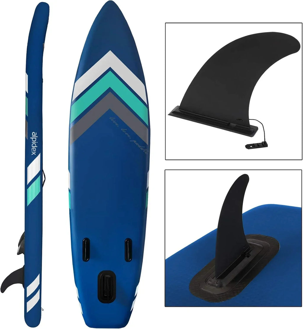 Set de tabla de SUP inflable 305 x 76 x 15 cm tabla de paddle surf hasta 150 kg con remo bomba de aire aletas mochila