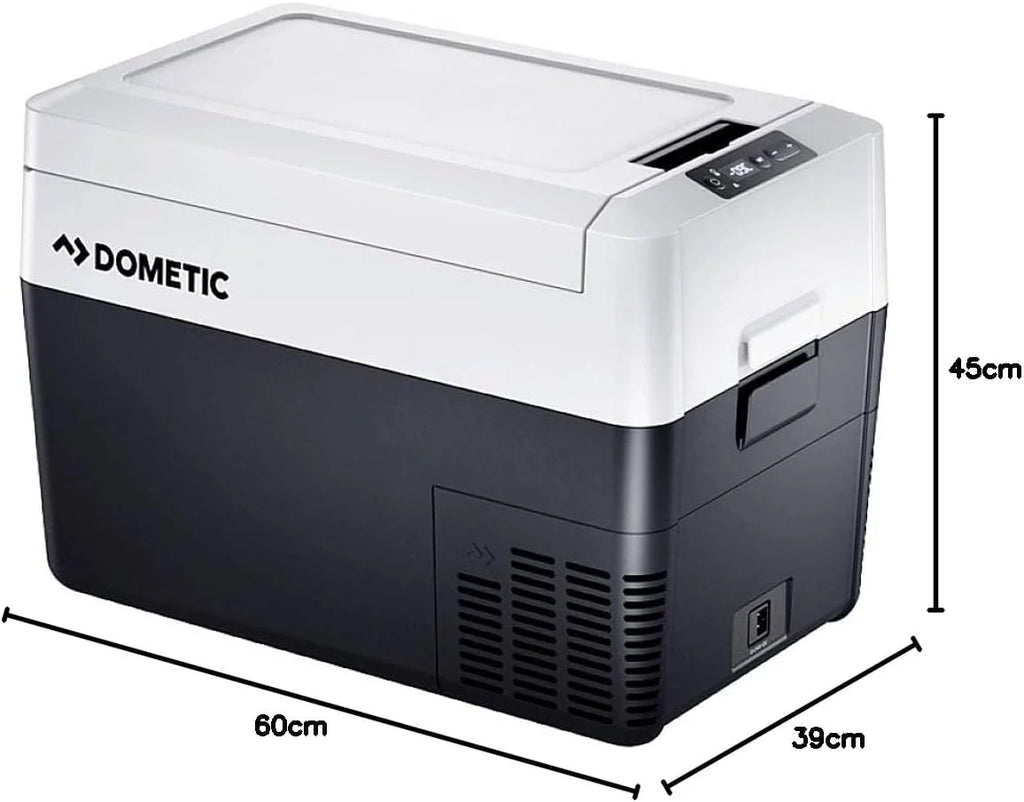 DOMETIC CDF2 36 Lodówka/Zamrażarka kompresorowa, od +10 °C do -15 °C, 31 L – Mini‑lodówka 12/24 V do auta, ciężarówki & łodzi z ochroną akumulatora, szara