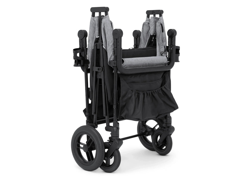 Jeep Wrangler Deluxe Stroller Wagon for 4 Kids – Removable Canopy, Cooler Bag, Modular Seats, XXL Storage, All-Terrain Tires, Adjustable Handlebars