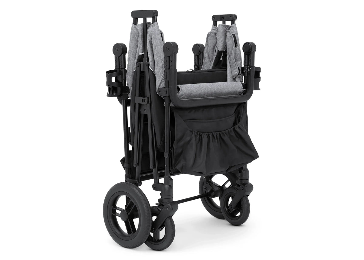 Jeep Wrangler Deluxe Stroller Wagon for 4 Kids – Removable Canopy, Cooler Bag, Modular Seats, XXL Storage, All-Terrain Tires, Adjustable Handlebars