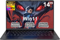 Portátil de 14 pulgadas Celeron N5095 Win11 Pro 8 GB RAM 256 GB SSD con expansión de 1 TB, WiFi 5G, FHD 1920x1080, PC portátil con ratón inalámbrico, teclado QWERTY con membrana de teclado AZERTY - Negro metalizado
