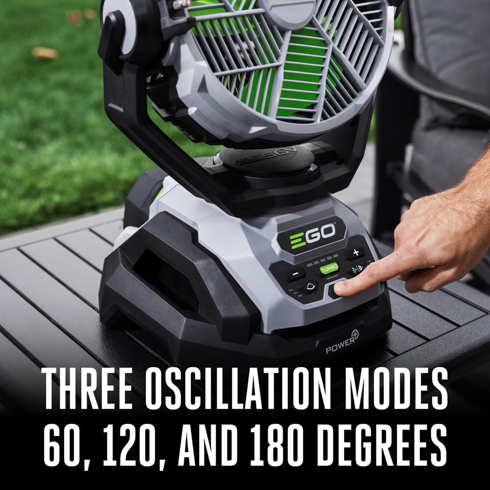 Ventilador oscilante EGO Power+ FN1000 con 6 modos de velocidad, 3 modos de oscilación, 3 modos de nebulización, batería y cargador no incluidos, 25,4 cm, 1700 CFM, 20 MPH