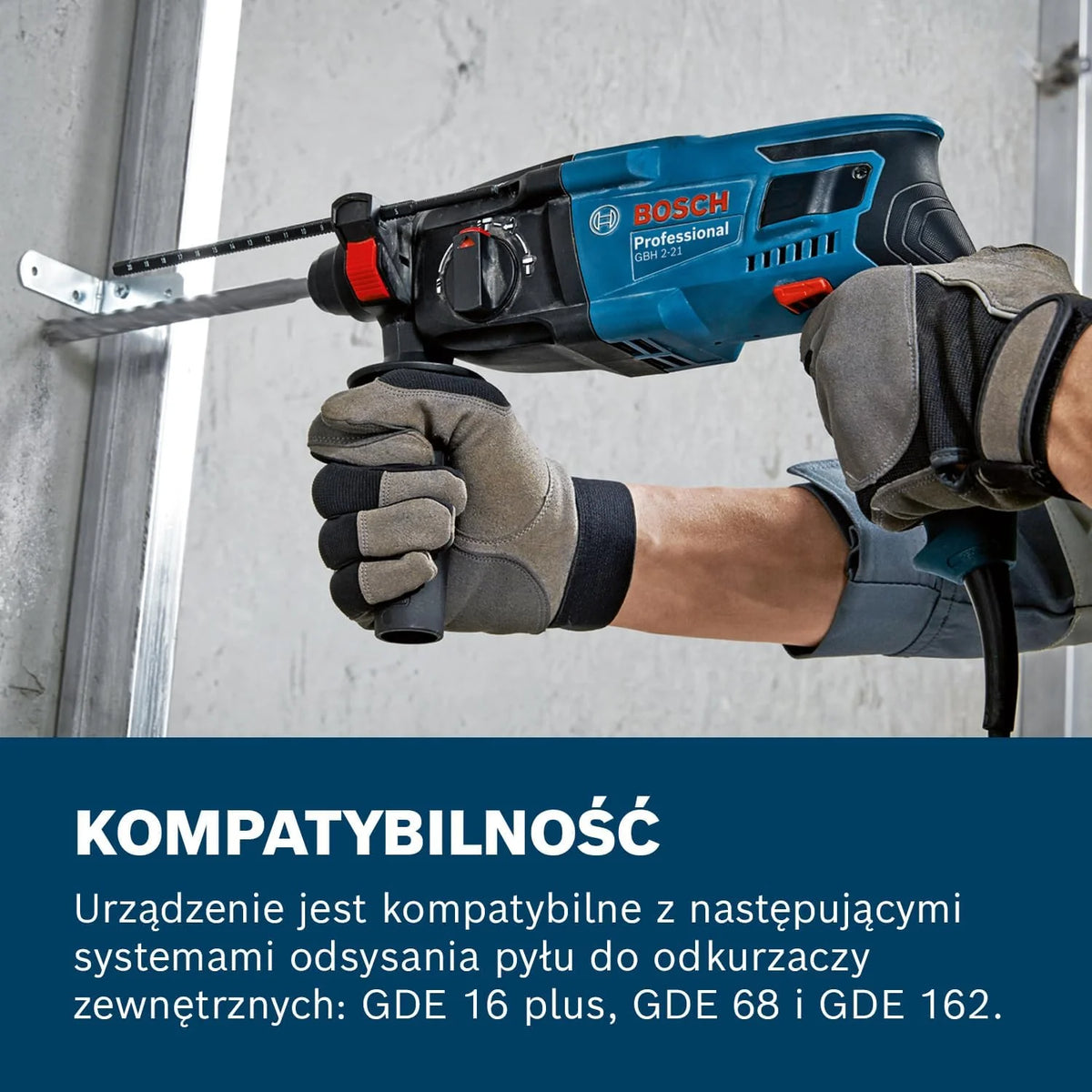 Bosch Professional Młot udarowo-obrotowy GBH 2-21 Professional (uchwyt SDS plus, 3 wiertła SDS plus, (6/8/10 mm), rękojeść dodatkowa, sukno maszynowe, ogranicznik głębokości, walizka)