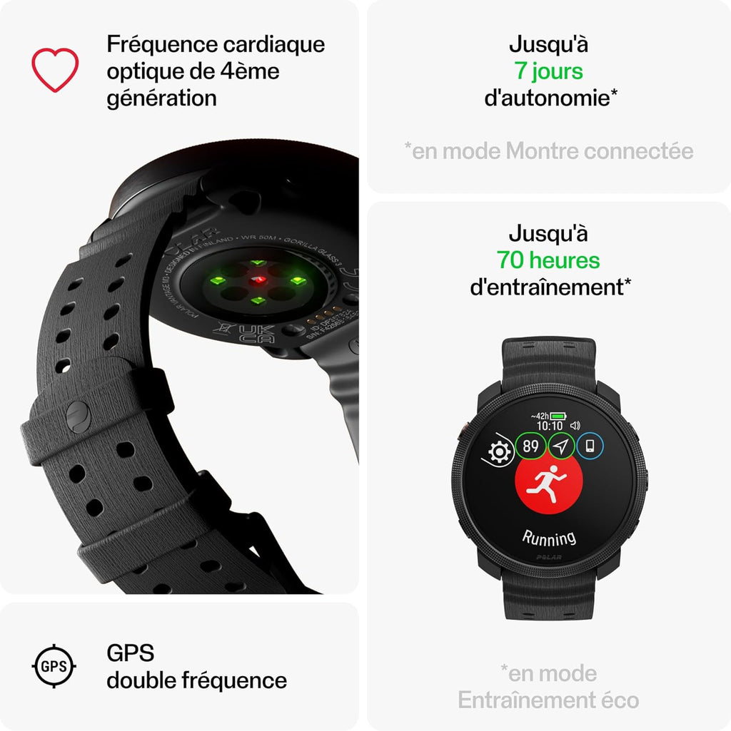 Polar Vantage M3 – Reloj de running con pantalla AMOLED, GPS de doble frecuencia, herramienta de navegación ultraprecisa, autonomía de hasta 7 días