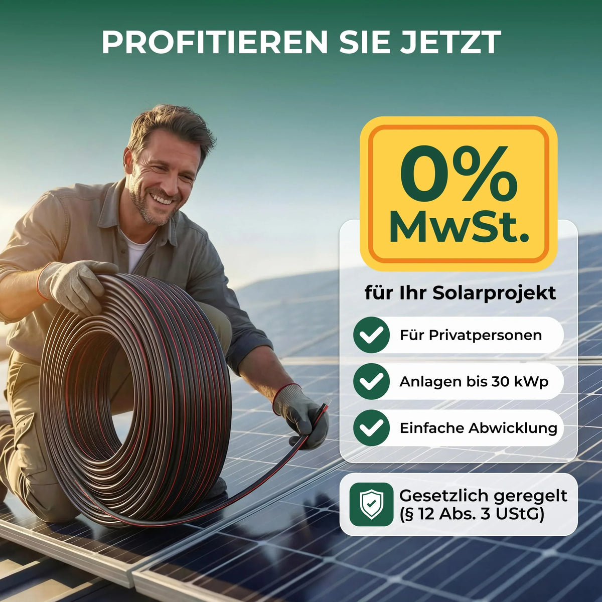 Cable solar fotovoltaico H1Z2Z2-K 6 mm² rollo de 100 m negro cobre 1500 V resistente a los rayos UV certificado por TÜV
