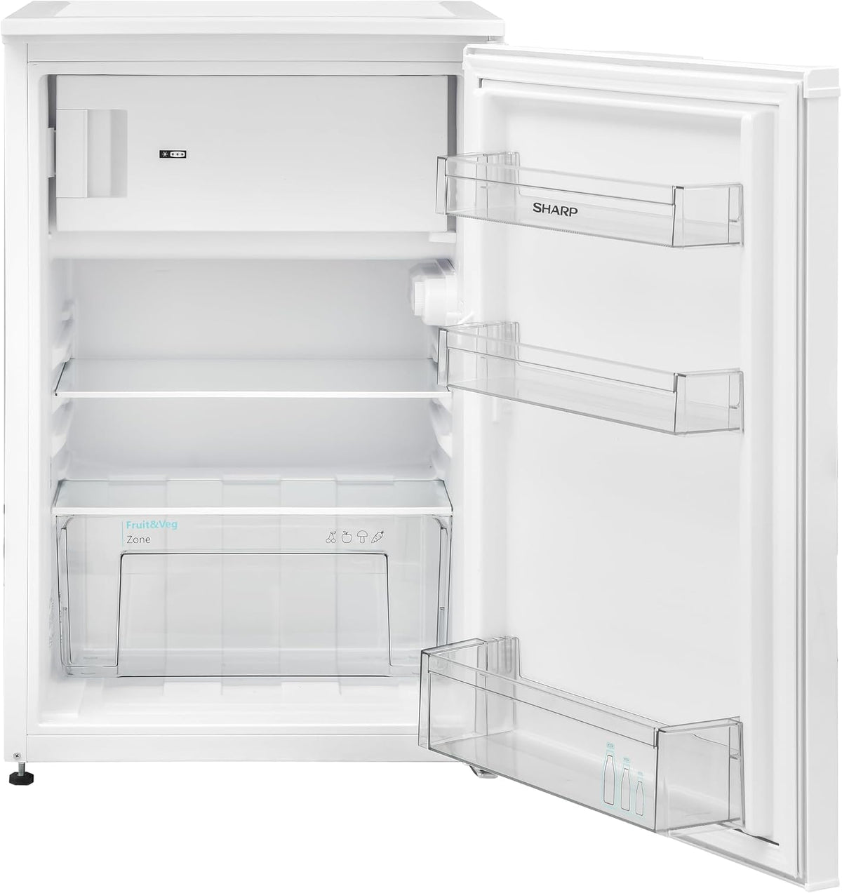 Frigorífico con congelador SHARP SJ-UD121T2W-EU / 121L de capacidad útil, de los cuales 17L en el congelador / frigorífico pequeño con regulación continua de temperatura / iluminación interior LED / blanco