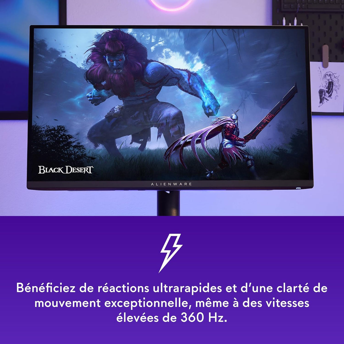 Monitor gaming Alienware AW2725DF de 27" QHD (2560x1440), 360Hz, QD OLED, 0,03ms, AMD FreeSync Premium Pro, 99,3% DCI-P3, HDR400, USB-C, 2X DisplayPort, HDMI, 4X USB, 3 años de garantía