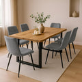 SAM Juego de 7 piezas Grupo de comedor Josy | 200 x 100 cm | Madera efecto roble silvestre | Set de sillas Susi gris | Estructura en U negra | Mesa de comedor con 6 sillas | Mesa de comedor/mesa de cocina/mesa de madera | Comedor